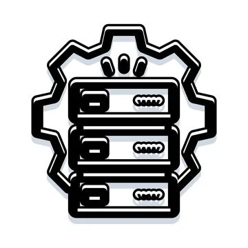 Server rack data storage settings icon Stock Illustration