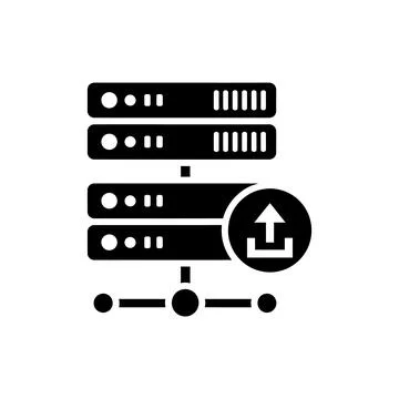 Server Rack Data Upload Glyph Icon Stock Illustration