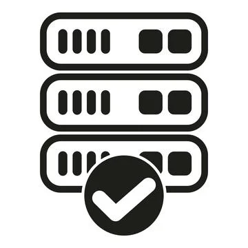 Server rack database hosting successful verification icon Stock Illustration