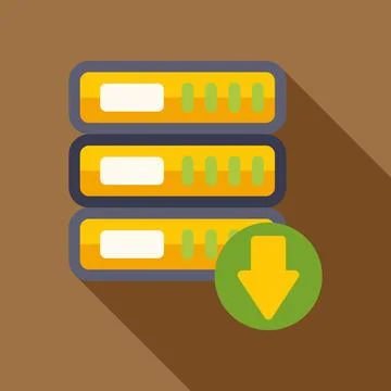 Server rack downloading data flat icon design イラスト素材