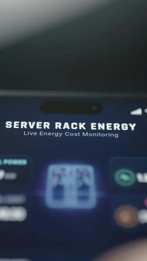 Server Rack Energy Management Dashboard With Blue Status Cards 4K Stock Footage 341861856