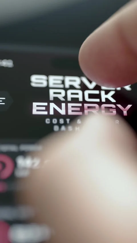 Server Rack Energy Typography On Vertical Mobile Display 4K Stock Footage 341858884