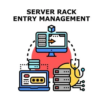 Server rack entry management access security control Stock Illustration