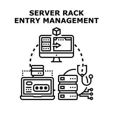Server rack entry management access security control Stock Illustration
