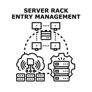 Server rack entry management access control concept Stock Illustration