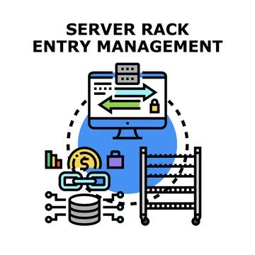 Server rack entry management technology concept Stockillustratie
