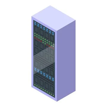 Server rack equipment blinking lights hosting data processing computing Stock Illustration