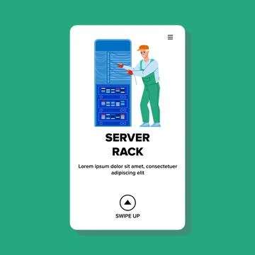 Server Rack Expertise Make Maintenance Man Vector Stock Illustration