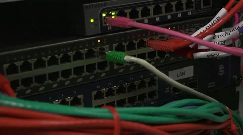 Server rack with flashing LED lights Stock Footage 36621461