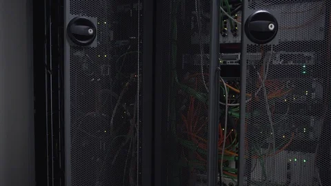 Server rack flashing led lights are in a modern data center Stock Footage 112274563