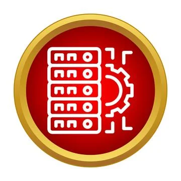 Server rack with gear icon managing data processing Stock Illustration