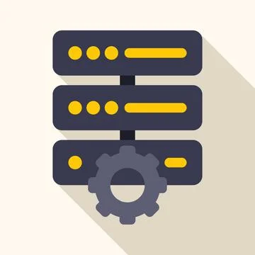 Server rack with gear icon representing settings 스톡 일러스트