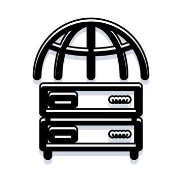 Server rack with global network connection concept Stock Illustration