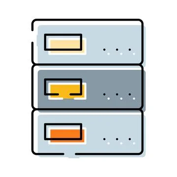Server rack hardware storing digital cloud data Illustrazione stock