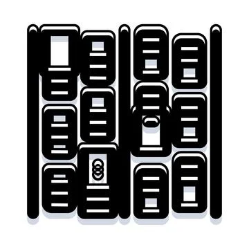 Server rack with hardware technology and database processing 스톡 일러스트