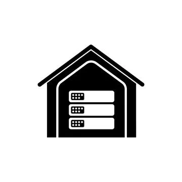 Server Rack House and Data Center Storage Icon 스톡 일러스트