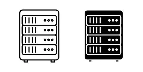 Server rack icon in black and white. vector icon pack for websites Stock Illustration