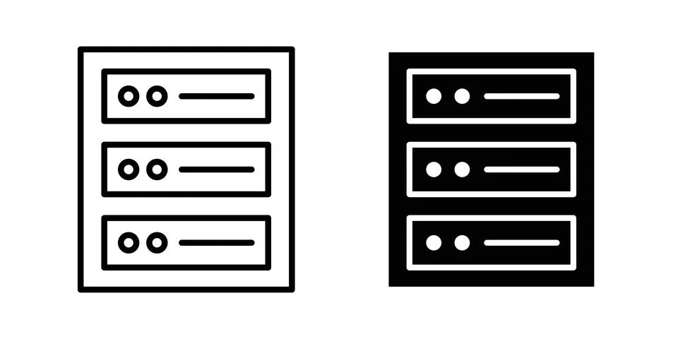 Server rack icon design. Illustration icons in linear and clipart pack Stock Illustration