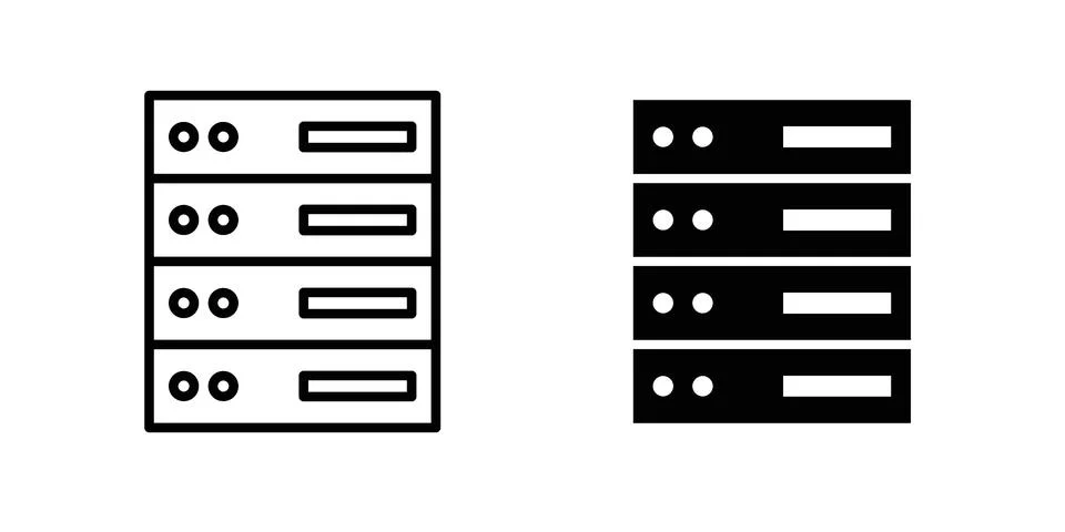 Server rack icon for design projects and web UI Stock Illustration