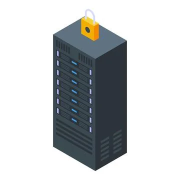 Server rack icon isometric vector. Room center Stock Illustration