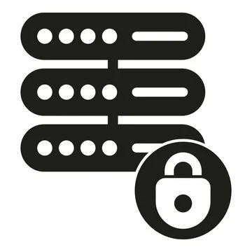 Server rack icon with padlock showing data security Stock Illustration