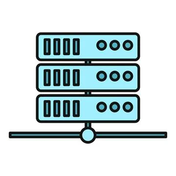Server rack icon representing cloud computing and data hosting Stock Illustration