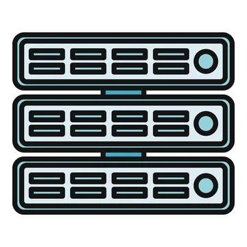 Server rack icon representing data center technology Stock Illustration