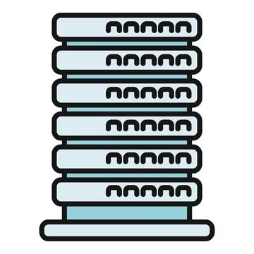 Server rack icon showing data center technology concept Stock Illustration