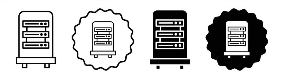 Server rack icon symbol set collection. Server rack simple vector sign bundle Stock Illustration