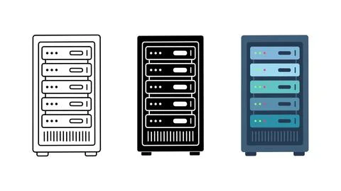 Server rack icons set 스톡 일러스트