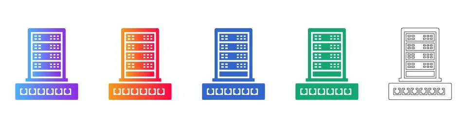 Server Rack Infrastructure Icon Set Stock Illustration