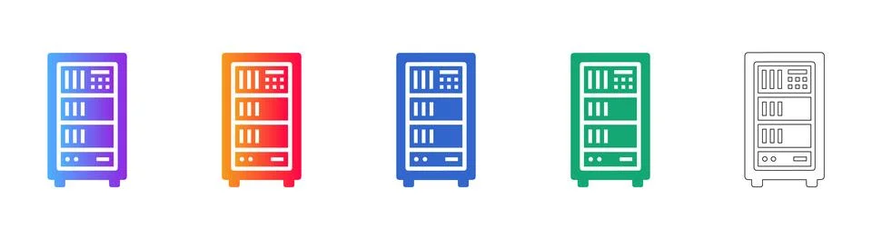 Server Rack Infrastructure Icons Stock Illustration