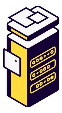 Server rack isolated isometric vector icon Stock Illustration
