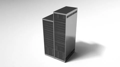 Server rack isolated on white background. 3d rendering Stock Illustration