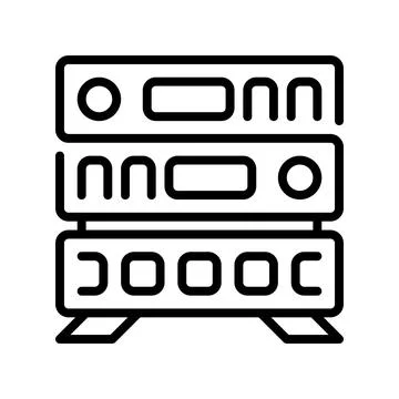 Server Rack Line Icon, Outline Symbol for Data Hosting, Hardware Management.. Stock Illustration