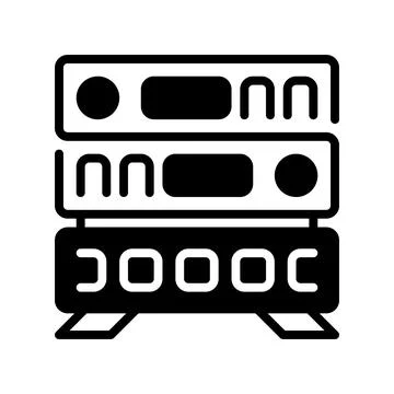 Server Rack Line Icon, Outline Symbol for Data Hosting, Hardware Management.. Stock Illustration