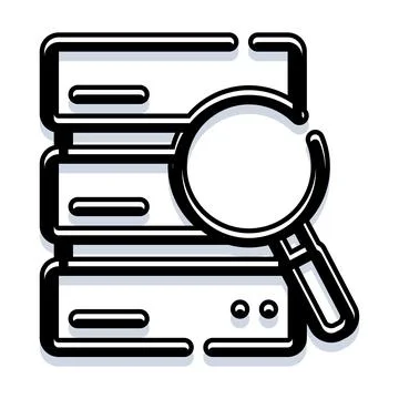 Server rack magnifying glass searching database concept 스톡 일러스트