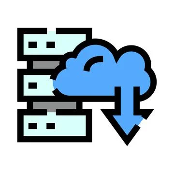Server rack managing cloud data download process Stock Illustration