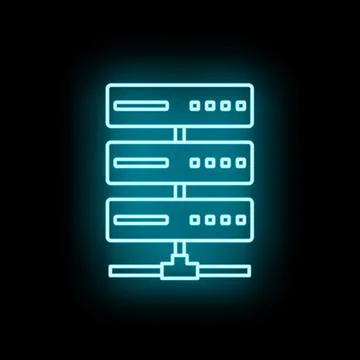 Server rack neon lighting up data center concept 스톡 일러스트