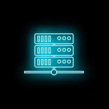 Server rack neon line icon for data hosting Stock Illustration