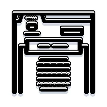 Server rack organizing data computing network 库存插图