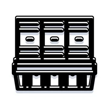 Server rack organizing data storage technology system Illustrazione stock