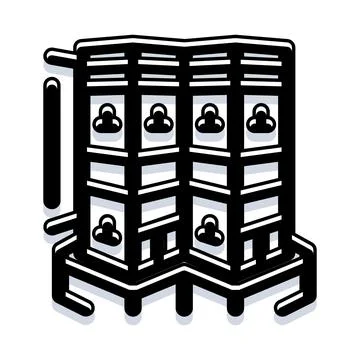 Server rack providing cloud computing data storage technology Stockillustratie