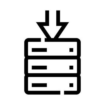 Server rack receiving data download process icon Stock Illustration