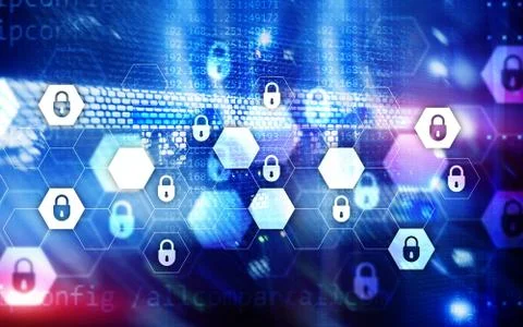 Server rack room digital security data protection concept. Foto stock