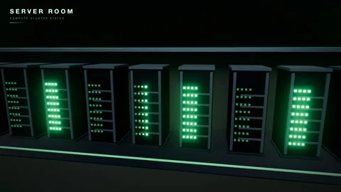 Server rack row green led matrix animation Stock Footage 339334888