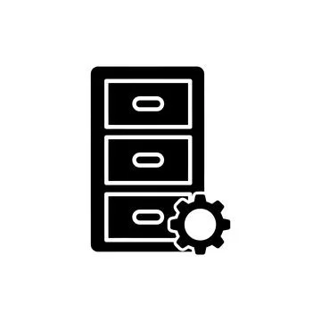 Server Rack Setting and File Management Icon Stock Illustration