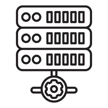 Server rack with settings gear, data center management and configuration 스톡 일러스트