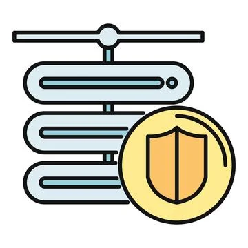 Server rack with shield icon suggesting data protection Stock Illustration