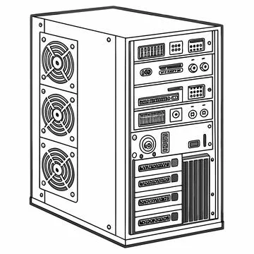 Server Rack Single Unit Icon Isolated on White Background Vector Stock Illustration